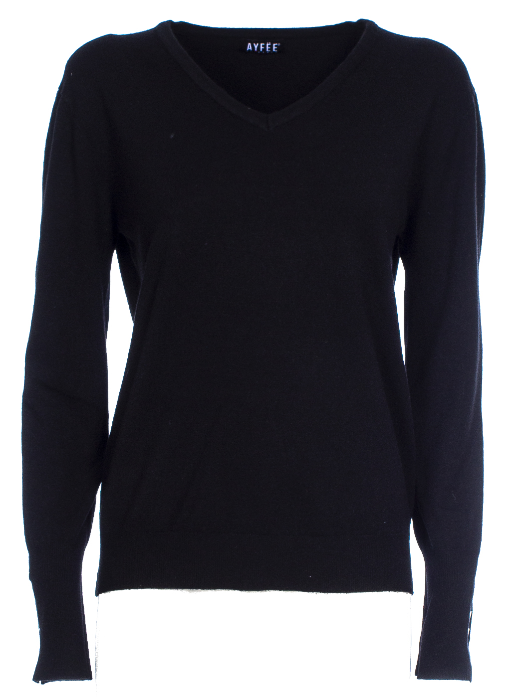 MAGLIA SCOLLO A V, 3 TG, 30% AC 22%NY 20%VI 28%PL, MADE IN PRC       - BLACK